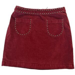 Mossimo Burgundy Studded Velveteen Mini Skirt 2